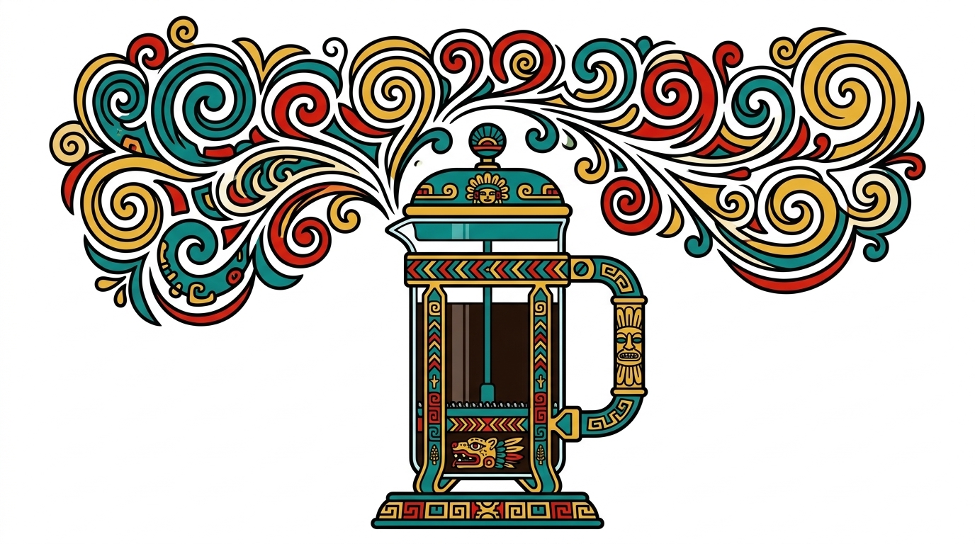 French press coffee brewing with dark roast Honduras coffee